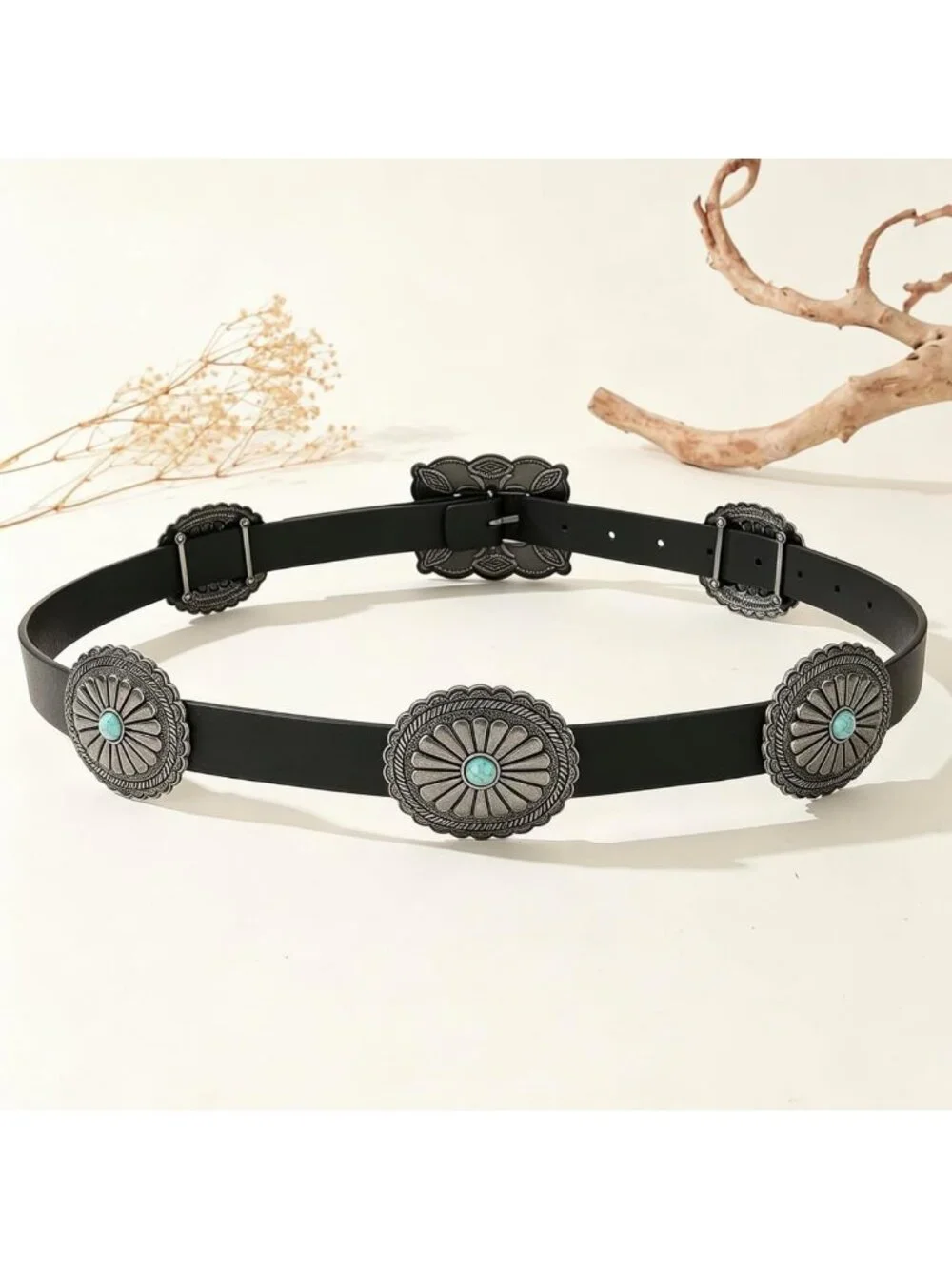 Turquoise Concho Western Belt for Women | Faux Leather Cowgirl Style for Jeans